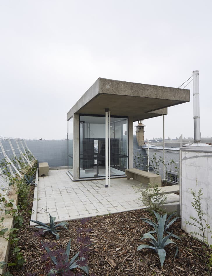 the rooftop garden at Le Corbusier's Paris apartment