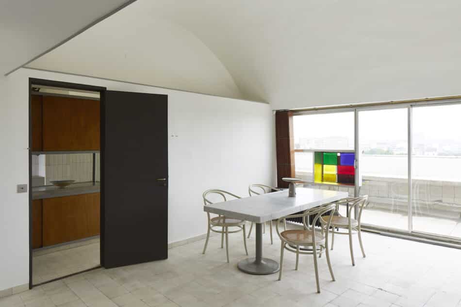 the dining room in Le Corbusier's Paris apartment