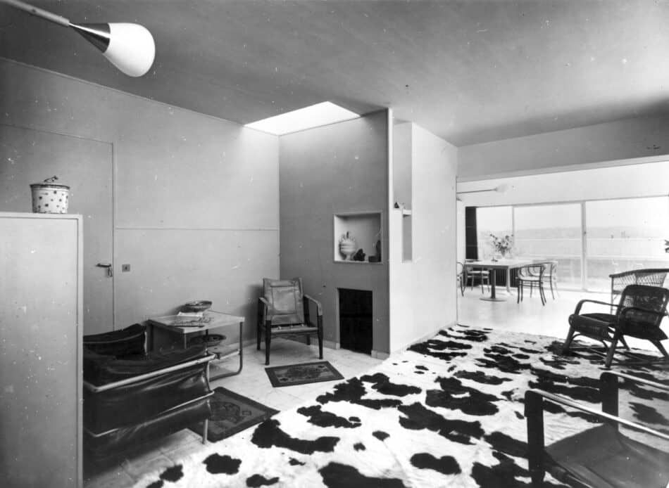 living room in Le Corbusier's Paris apartment