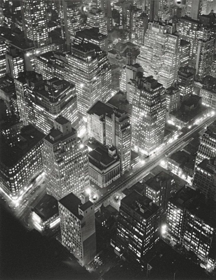 Aerial view of New York by Night, by Berenice Abbott