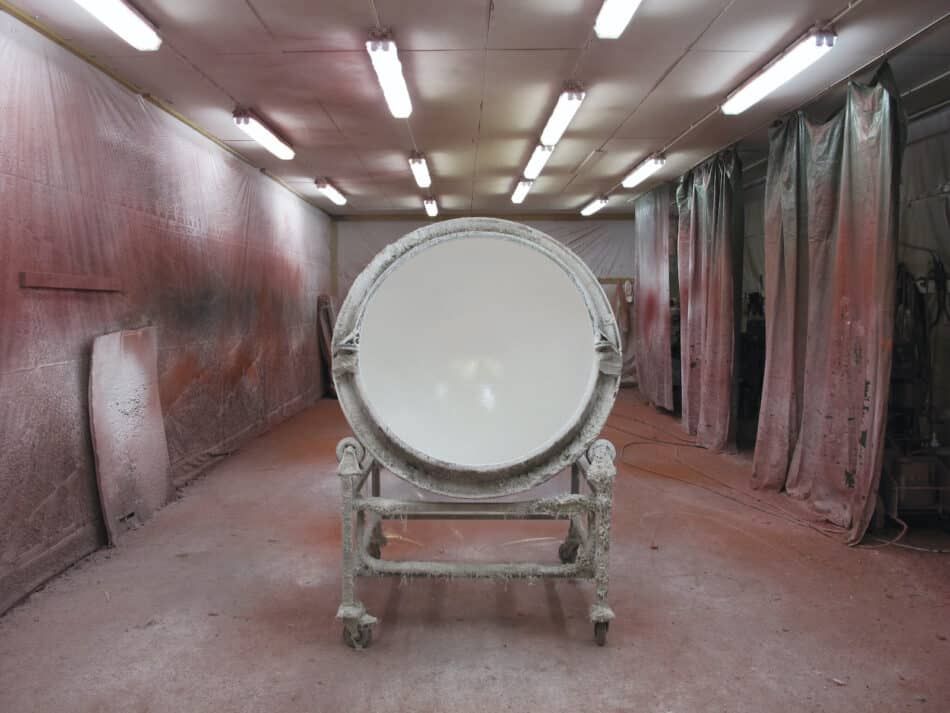 Production of the Ball chair's fiberglass shell at the Artekno Factory in Helsinki