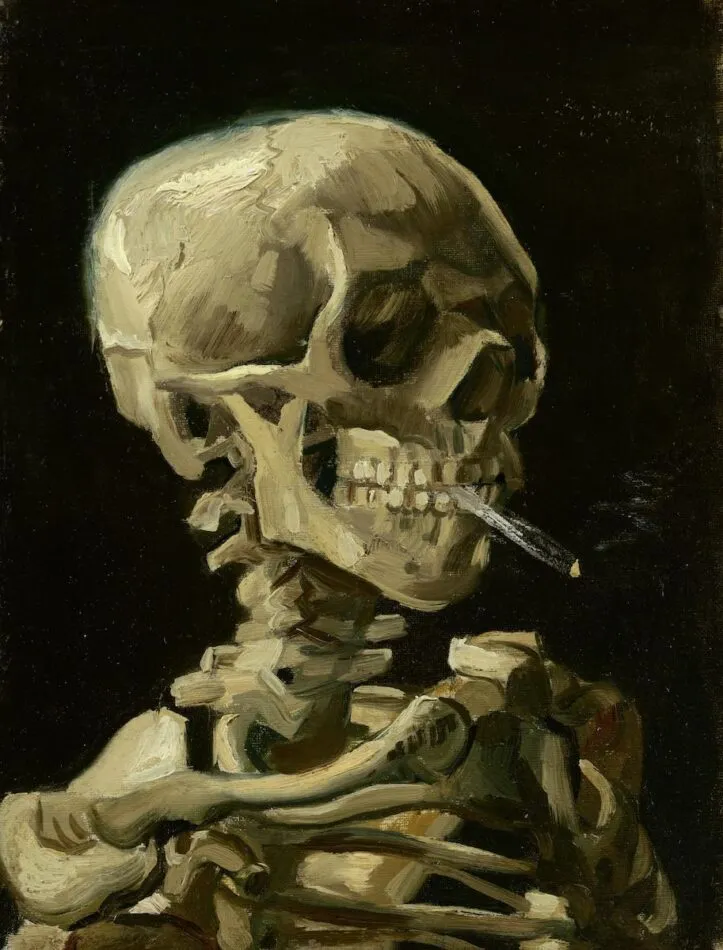 Head of a Skeleton with Burning Cigarette, 1886, by Vincent van Gogh