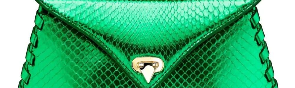 Tyler Ellis green shiny handbag