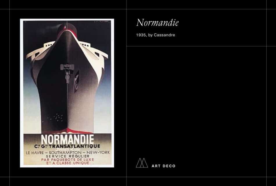 Cassandre's Normandie poster on a black background