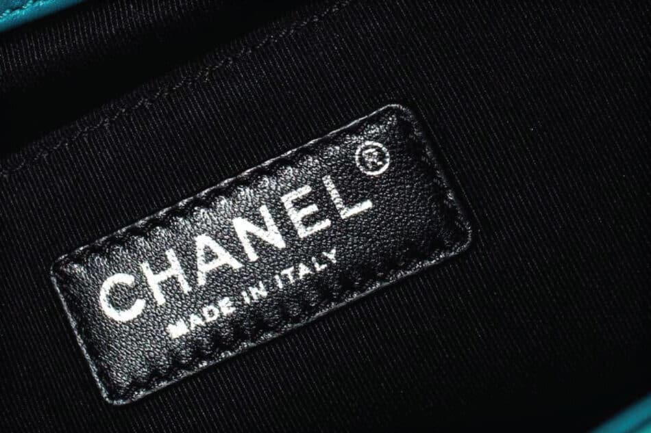 Chanel Turquoise Patent Leather Medium Plexiglas Boy Bag