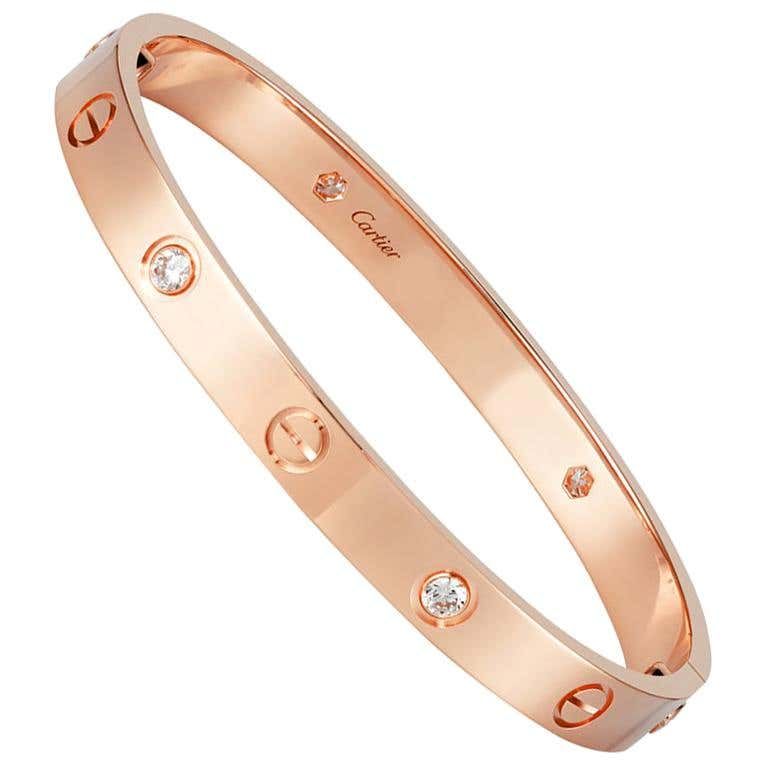 Cartier rose-gold Love bracelet with four round brilliant cut diamonds, 2018