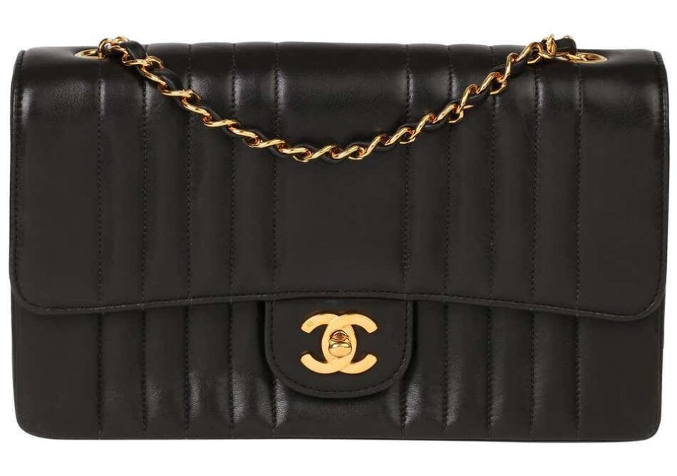 Chanel Black Vertical Quilted Lambskin Vintage Classic Single Flap Bag