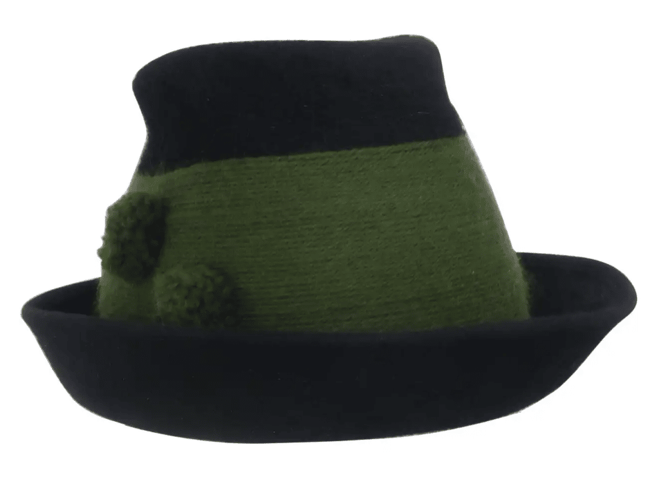 Tyrolean Style Green Mohair Hat With Horn Button Accents, 1950s