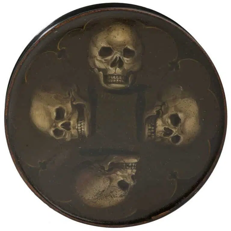 round box with skulls