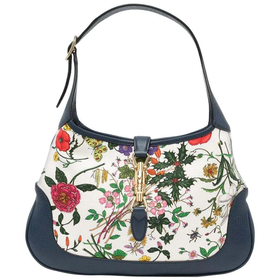 Gucci Navy and Floral Jackie Bag