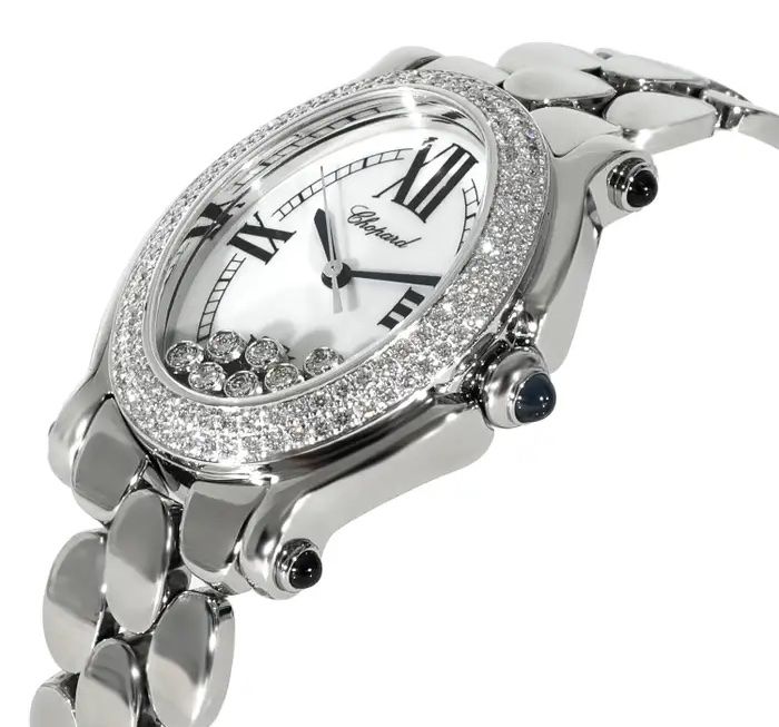 Seven bezel-set diamonds in Chopard's Happy Sport watch move as the wearer moves
