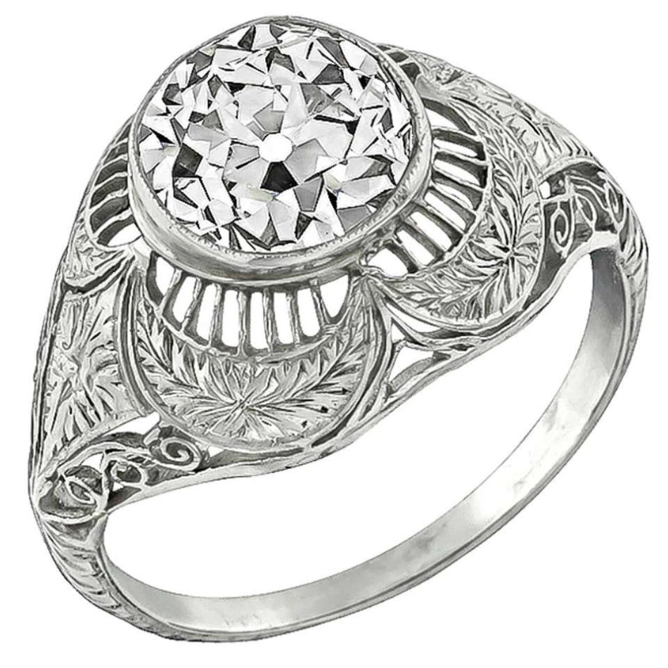 Edwardian 3.23-carat diamond engagement ring, early 20th century
