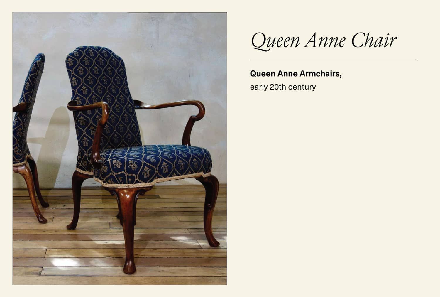 Blue Queen Anne chair