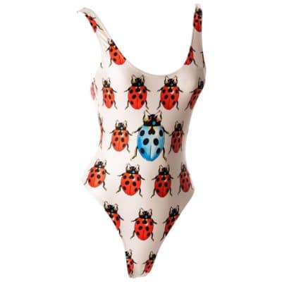 A ladybug-print swimsuit by Gianni Versace, circa 1995. Offered by