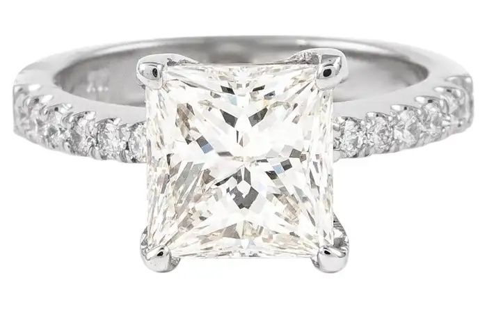 Alexander GIA 3.01 Carat Princess Cut Diamond J VS1 Engagement Ring White Gold