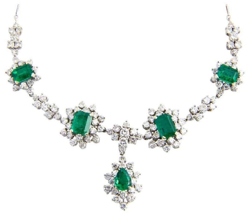 Zambian Emerald, Diamond and Gold Necklace, 1950s