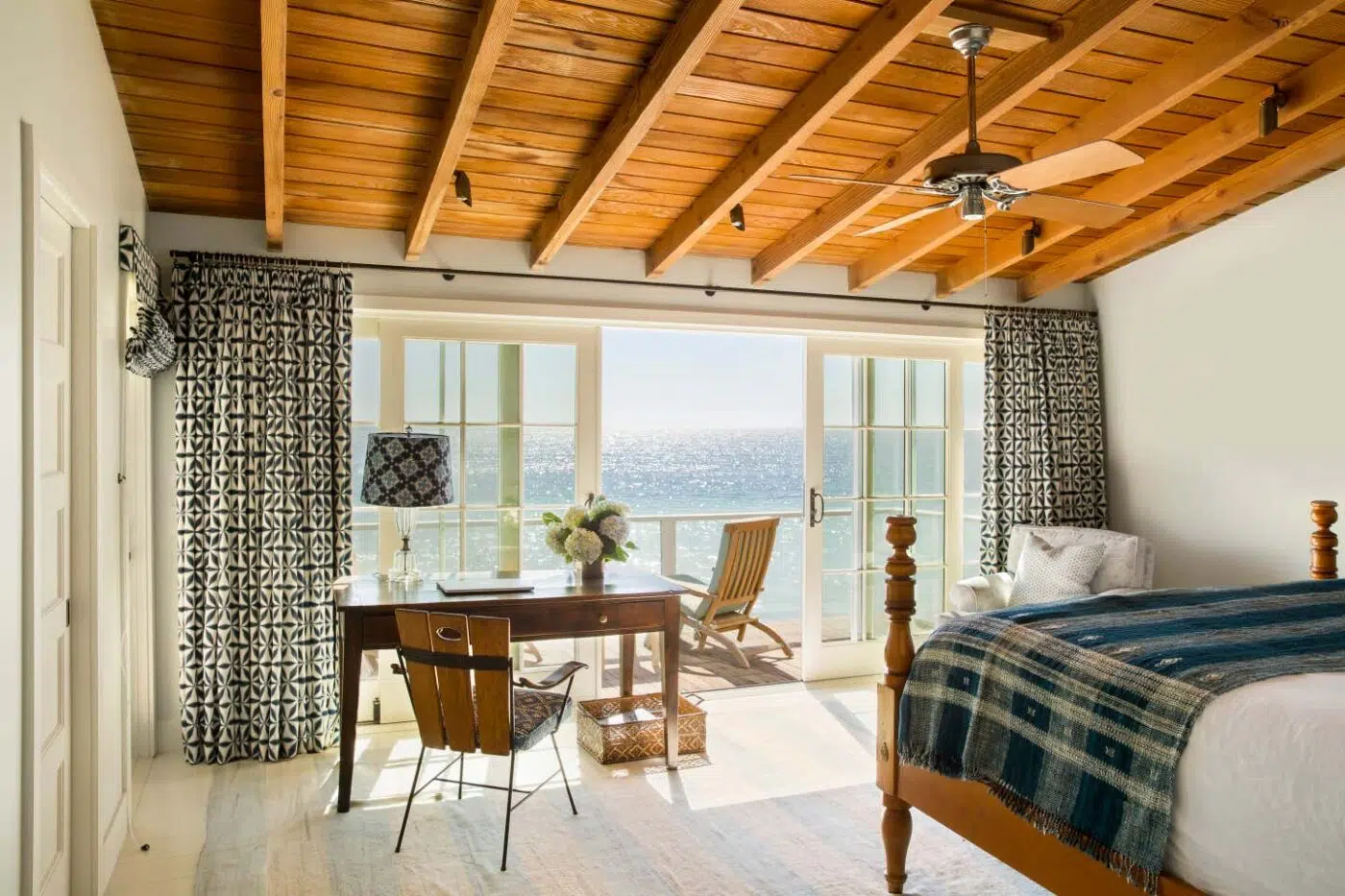 A traditional Malibu bedroom designed by Christine Markatos
