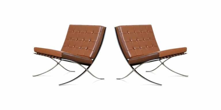 Pair of Mies van der Rohe Barcelona chairs for Knoll