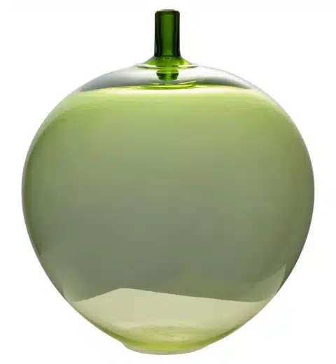 Green glass apple-shaped vase by Ingeborg Lundin for Orrefors