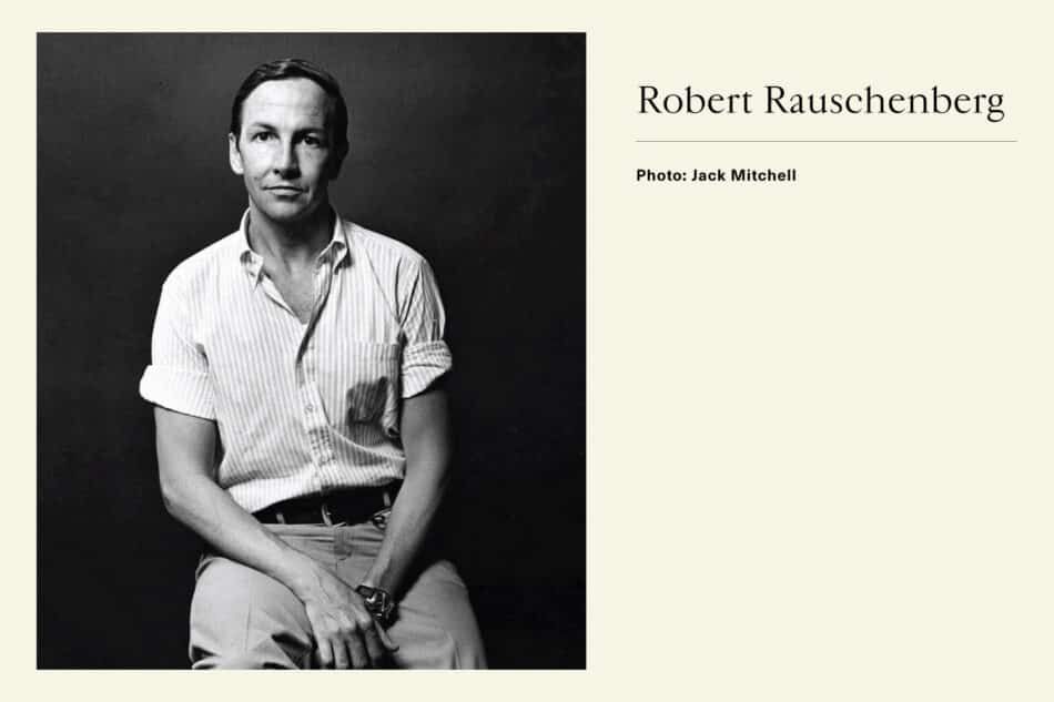 Black and white photograph of Pop Artist Robert Rauschenberg 