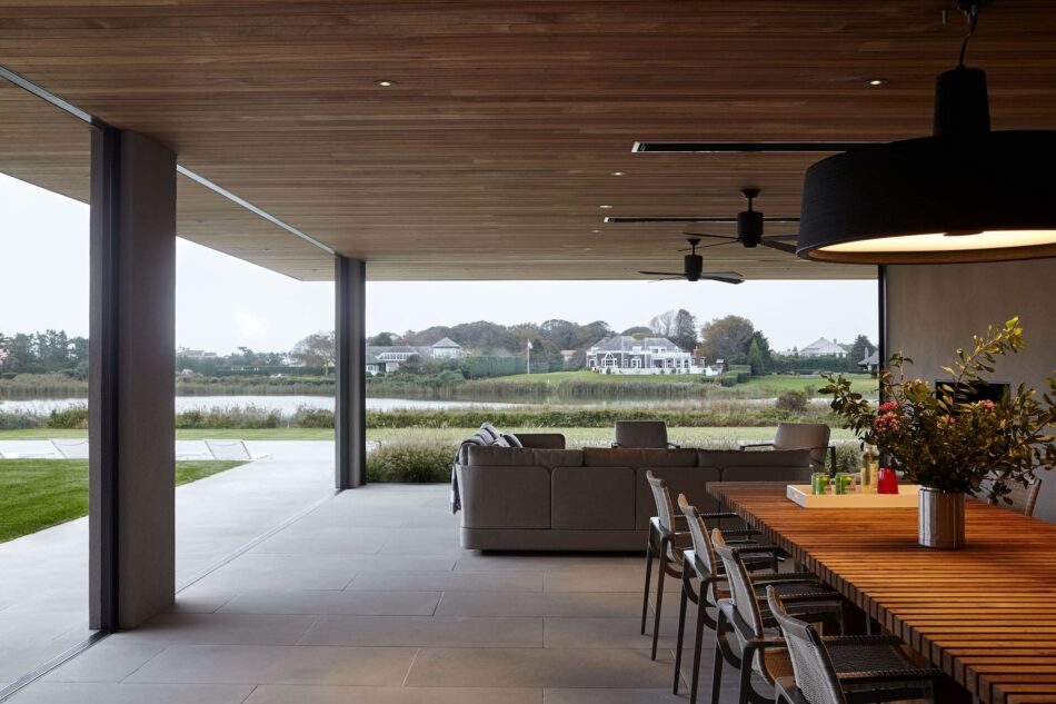Outdoor dining room by Damon Liss in Southampton