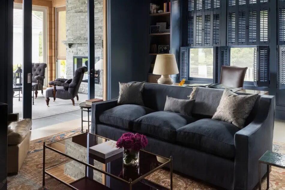 Ries Hayes blue Hamptons living room