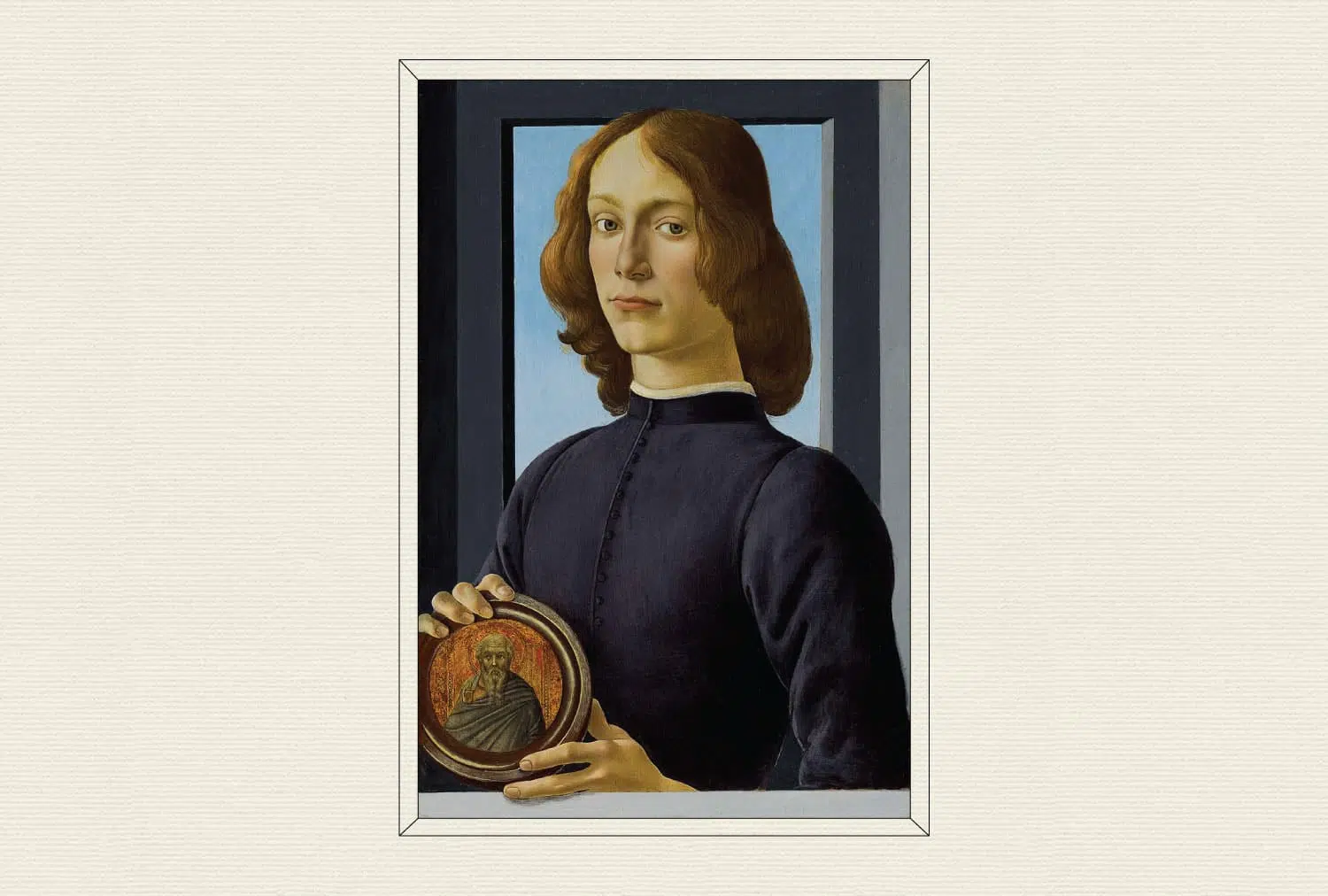 Portrait of a Young Man Holding a Roundel, 1480, by Sandro Botticelli