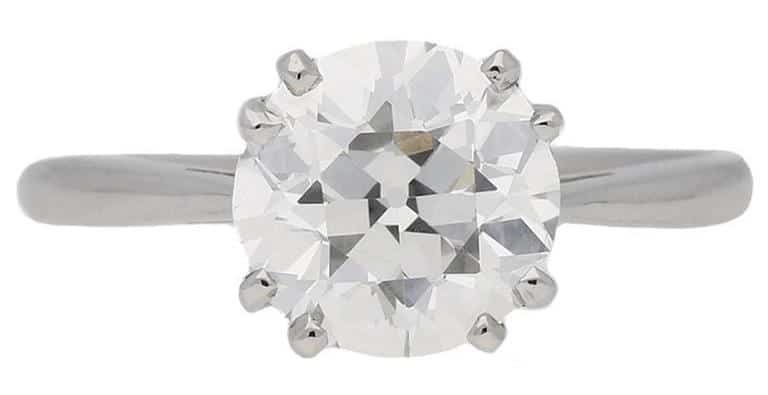 2.03-carat old-cut diamond and platinum engagement ring, 1950s