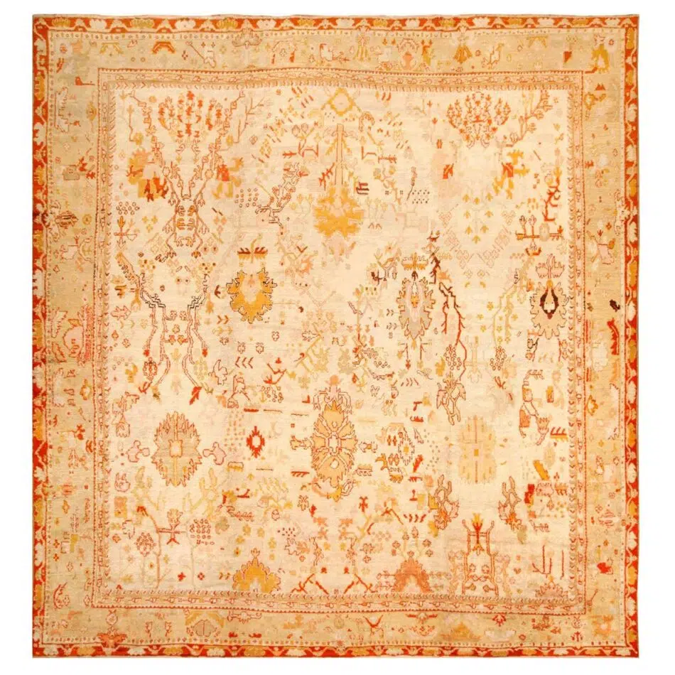 Right: Turkish Oushak rug, ca. 1900