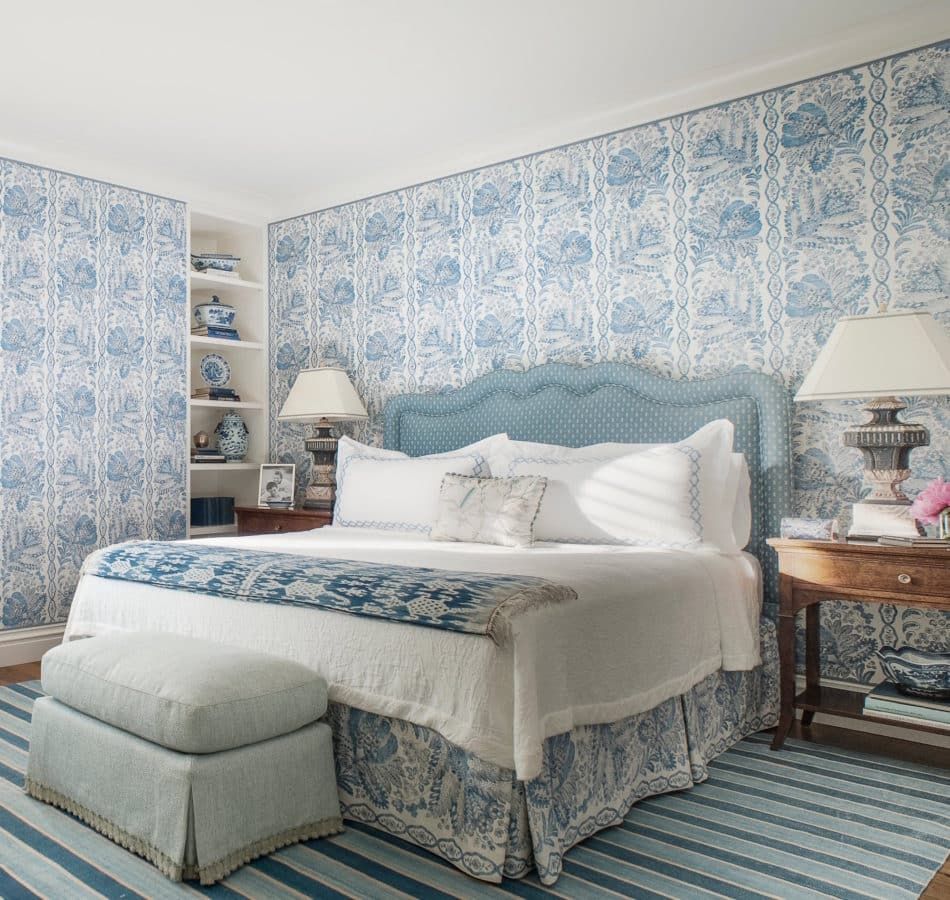 blue and white bedroom by Tucker & Marks