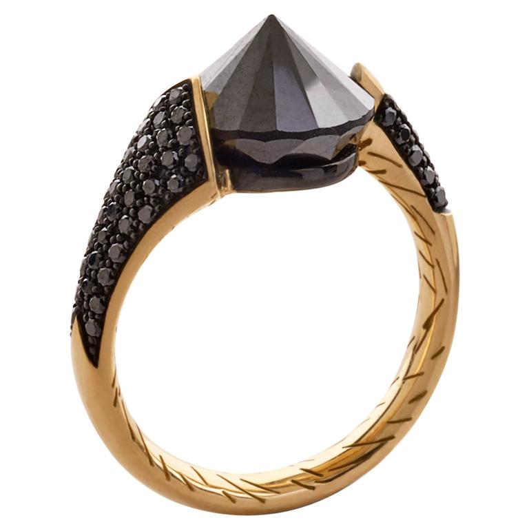 Bear Brooksbank black diamond and gold Bear Claw ring