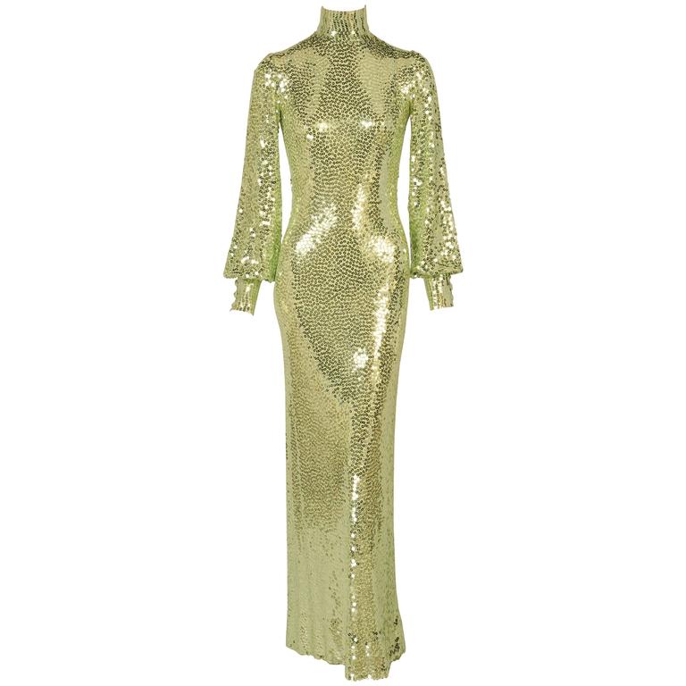 Norman Norell gold sequined mermaid gown