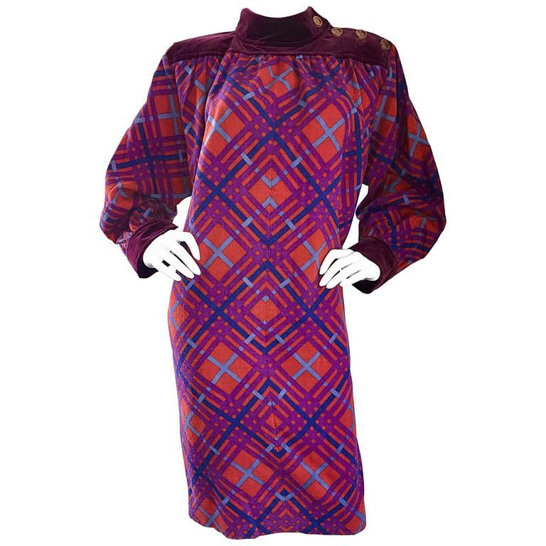 Yves Saint Laurent Vintage Russian Collection 1976 Geometric Dress