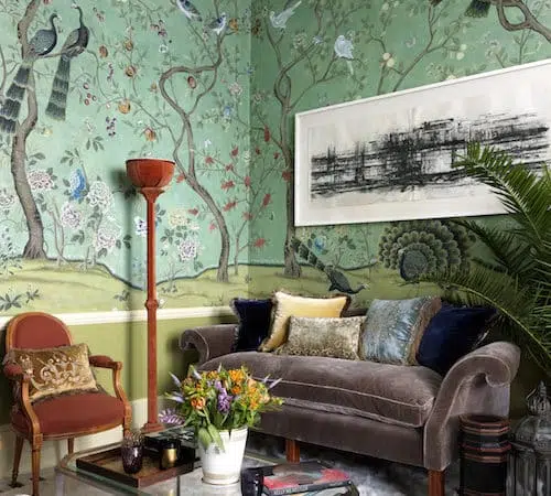 See the Lush London Flat of the de Gournay Wallpaper Heiresses
