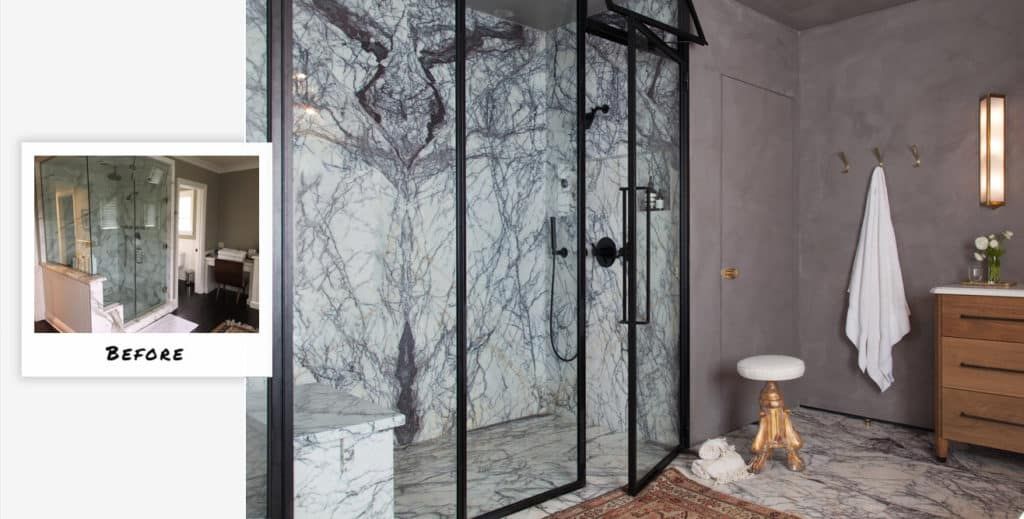 Brentwood neoclassical bathroom transformation by Studio Hus.