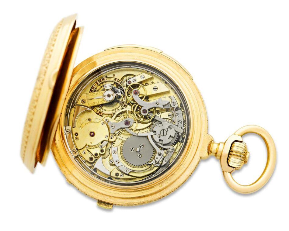 Marius Lecoultre perpetual calendar jump-date pocket watch, ca. 1890