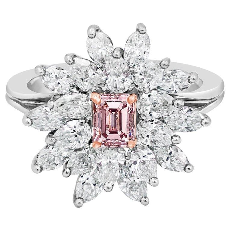 GIA Certified Fancy Intense Pink Diamond Cluster Engagement Ring