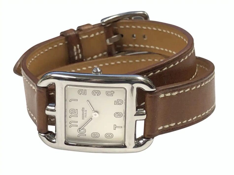Hermes Cape Cod Steel Ladies Quartz Wristwatch with Double Tour Strap