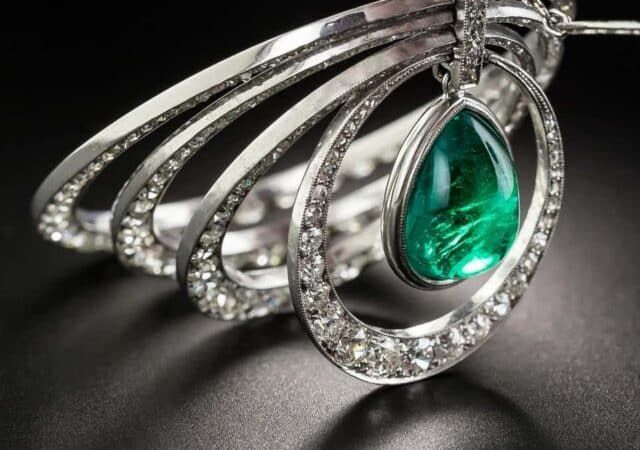 A 1920s Art Deco Necklace with a Stunning Drop Emerald