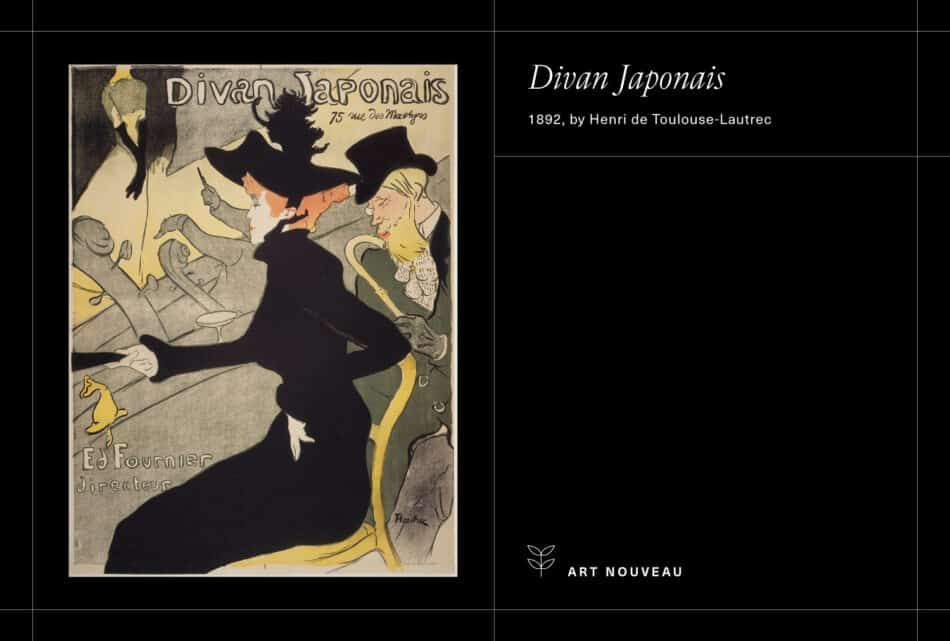 Toulouse-Lautrec's Divan Japonais on a black background