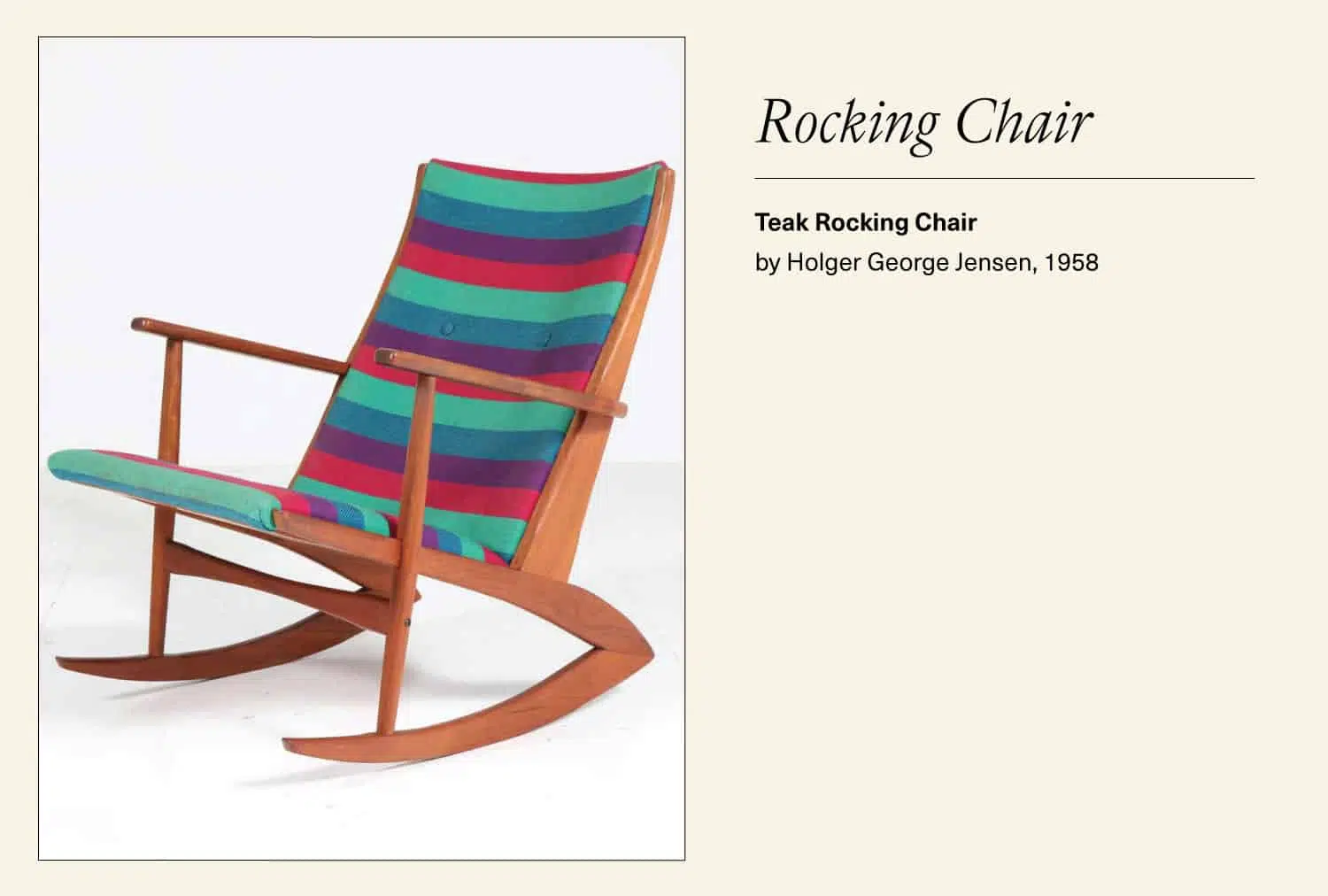 Striped teak rocking chair
