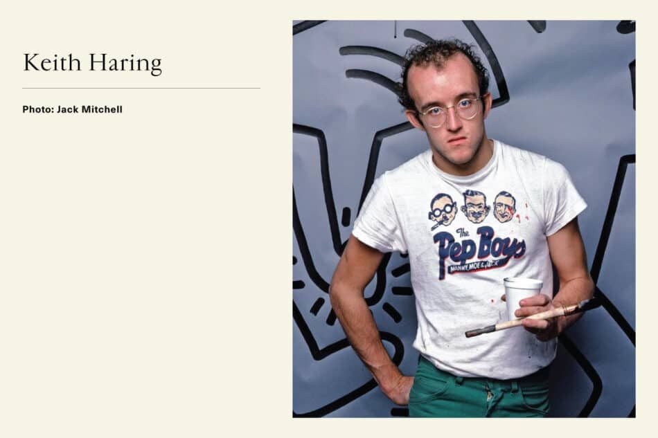 Portrait of Pop Artist Keith Haring with paintbrush in hand