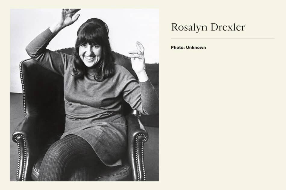 Black and white photograph of Pop Artist Rosalyn Drexler