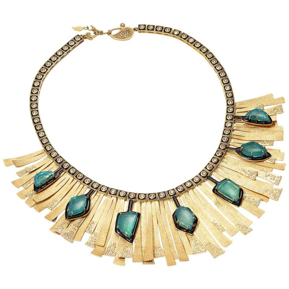 Coomi emerald and diamond sunburst necklace