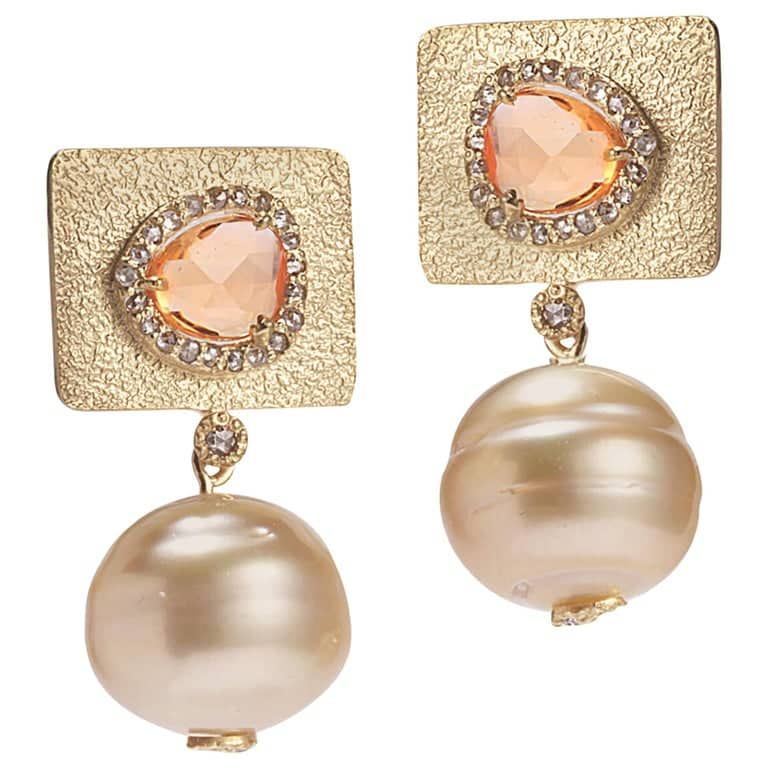 Coomi golden south sea pearl earrings