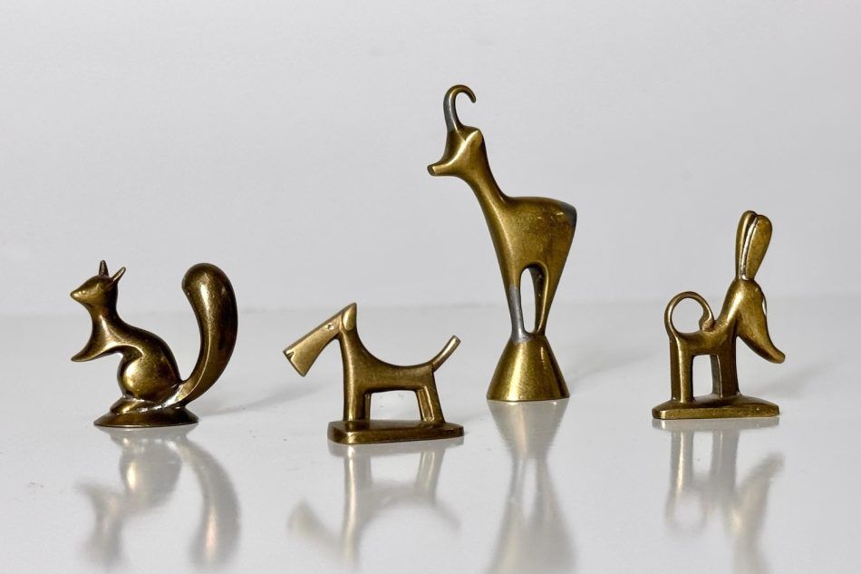 Karl Hagenauer set of bronze miniature animal sculptures Werkstatte Wien Austria, ca. 1940s