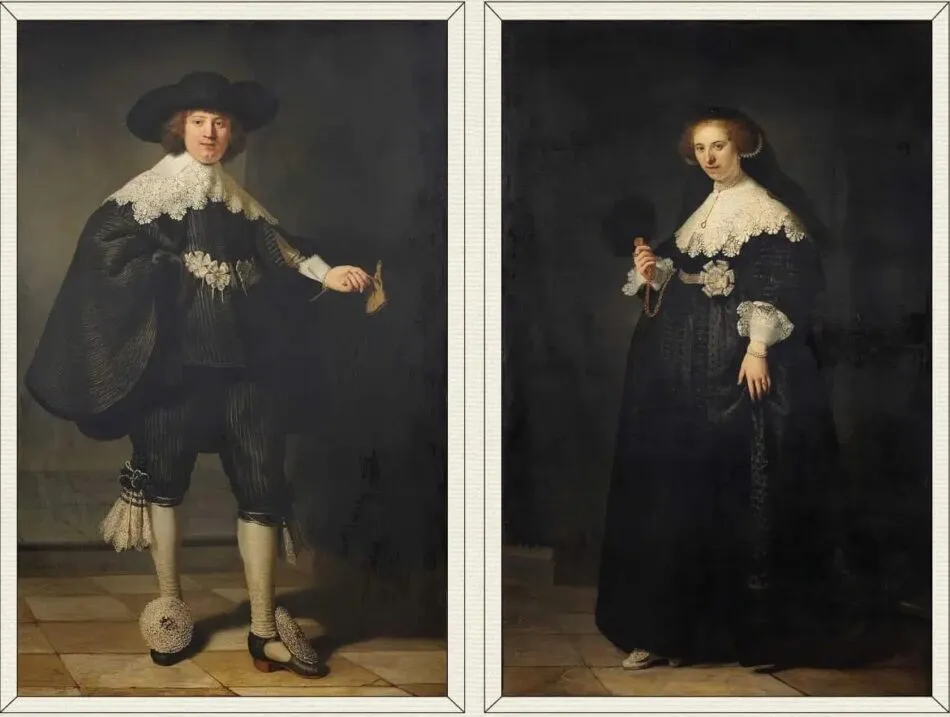 Pendant portraits of Maerten Soolmans and Oopjen Coppit, 1634, by Rembrandt van Rijn