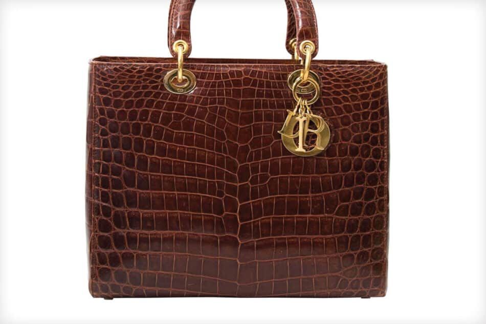 Dior Brown Croco Lady Dior Bag