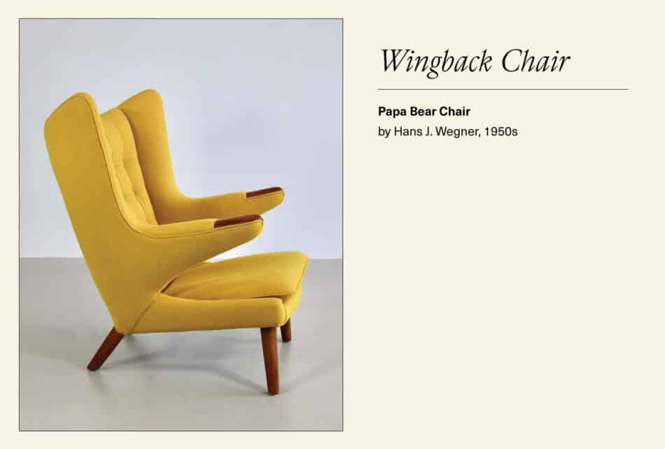 yellow wingback papa bear armchair