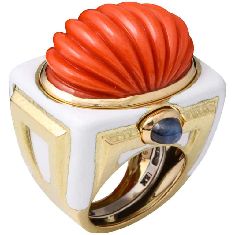 David Webb Coral Cocktail Ring